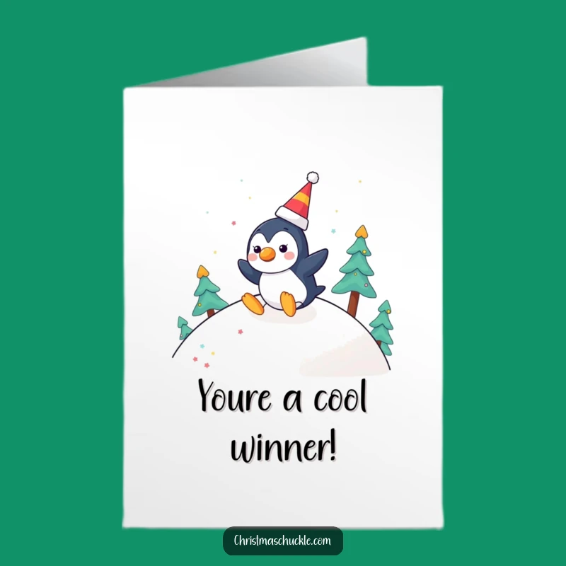 Free Printable Congrats Card: Penguin Clown Slide, Humorous Downloadable Achievement