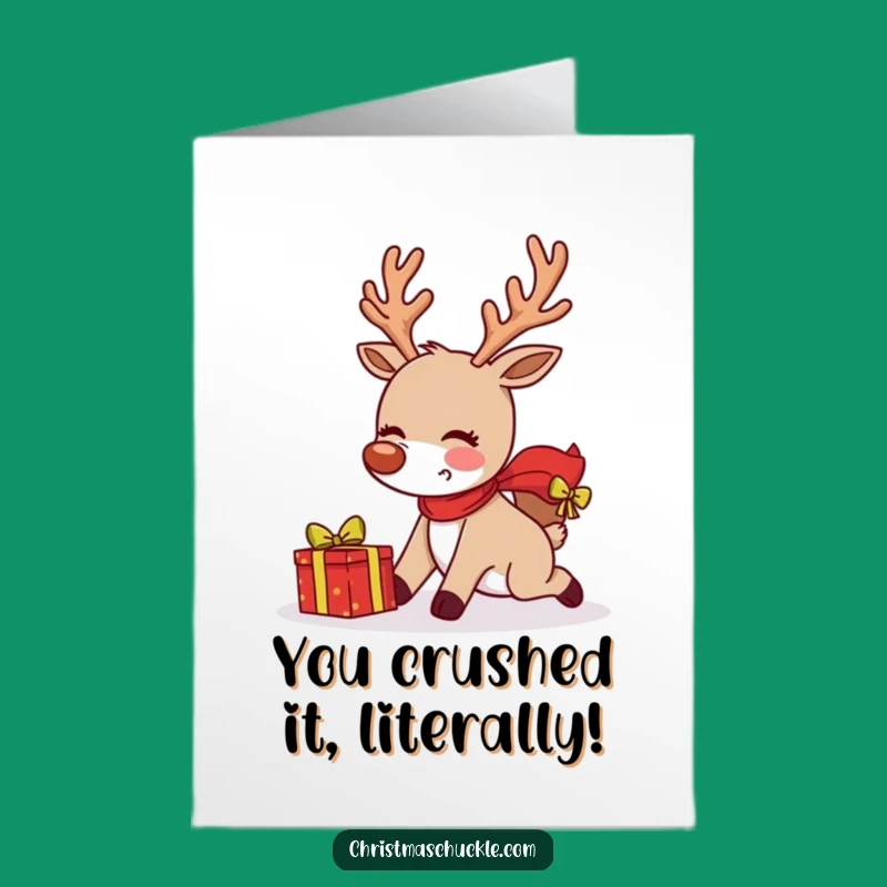 Free Printable Congrats Card: Reindeer's Tumble - Funny Downloadable Celebration