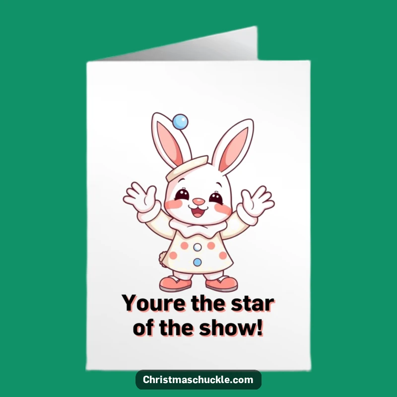 Free Printable Congrats Card: Wacky Clown Bunny Celebrating, Hilarious Downloadable Surprise