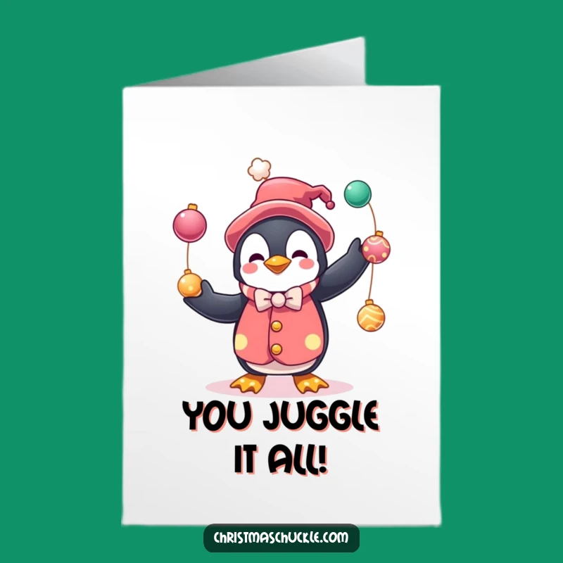Free Printable Penguin Clown Congrats Card - Whimsical Downloadable Gift for Celebrations