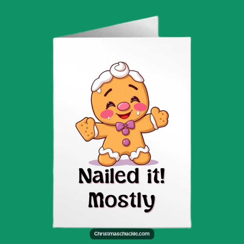 Free Printable Congrats Card: Gingerbread Clown Mishap - Funny Downloadable Celebration