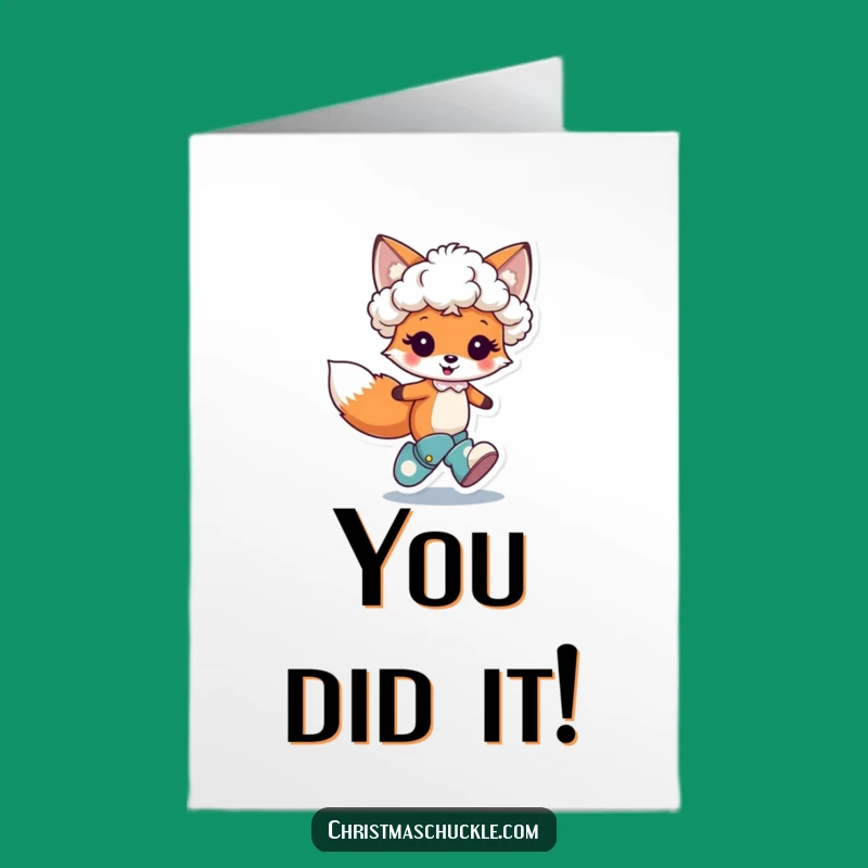 Free Printable Congrats Card: Fox Clown's Joyful Leap - Funny Downloadable Gift