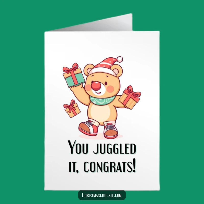 Free Printable Bear Congratulations Card: Juggling Wins, Perfect Downloadable for Humorous Success