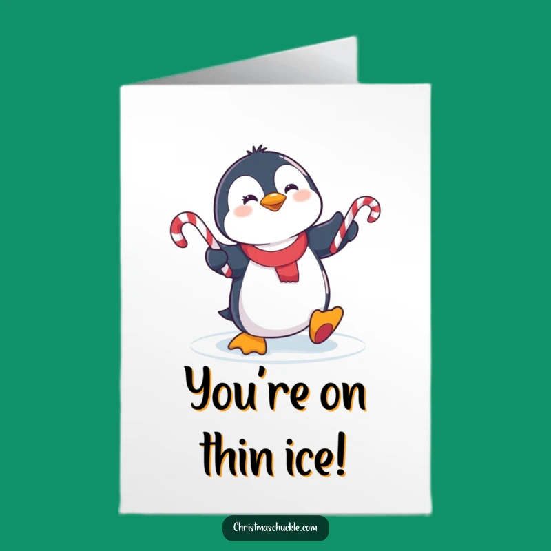 Free Printable Congrats Card: Penguin's Festive Fumble - Funny Download
