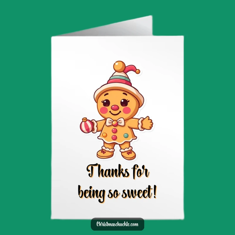 Free Printable Thank You Card: Gingerbread Clown's Thanks - Funny Download