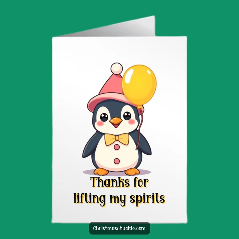 Free Printable Thank You Card: Kawaii Penguin Clown Colorful Thanks