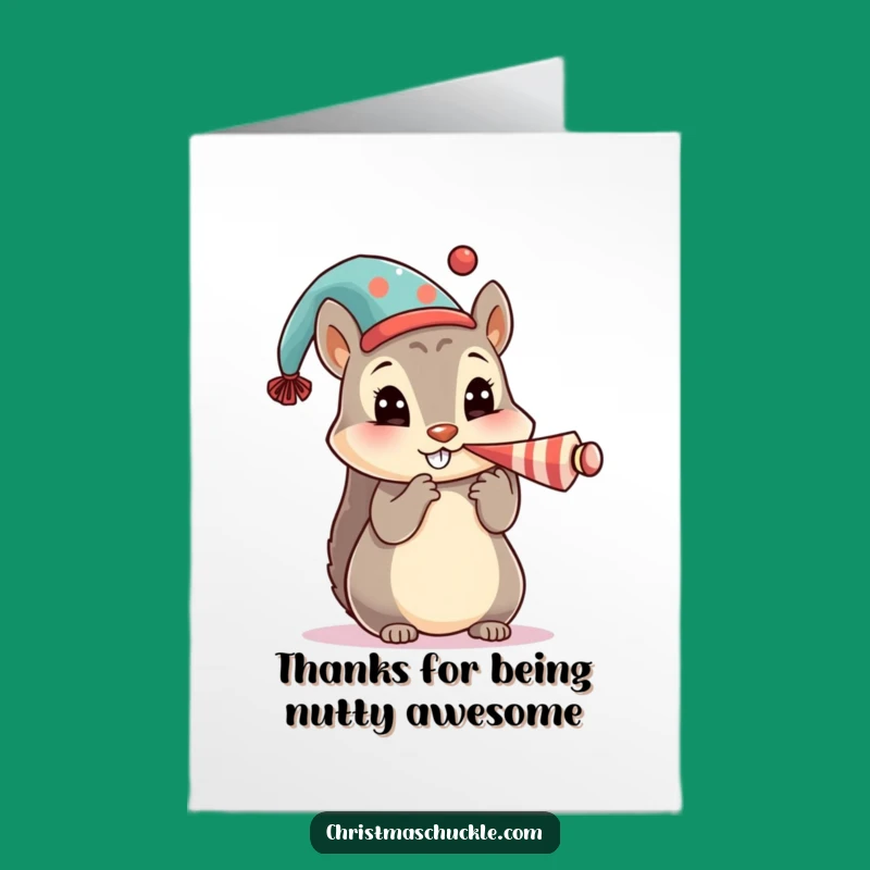 Free Printable Thank You Card: Cute Squirrel Clown, Festive Thanks, Downloadable Appreciation