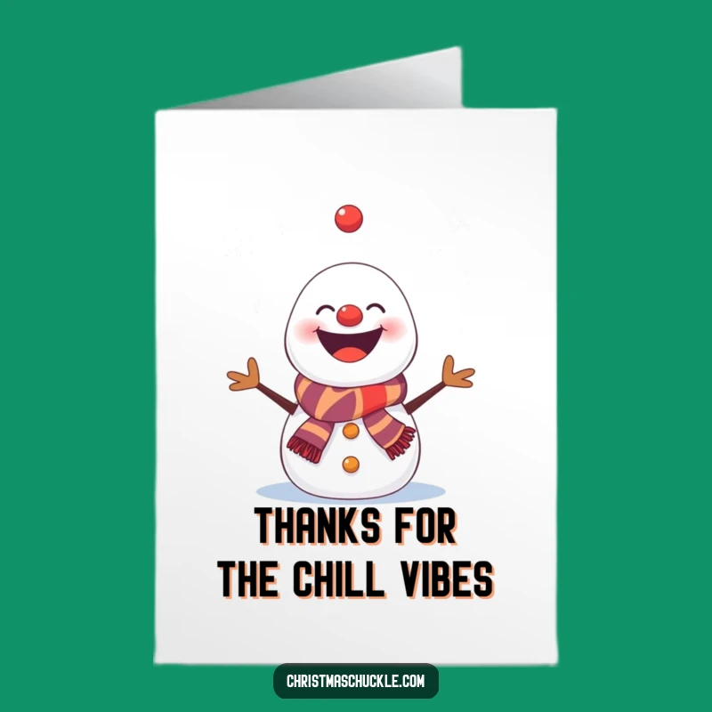 Free Printable Thank You Card: Juggling Snowman Clown, Express Gratitude Hilariously