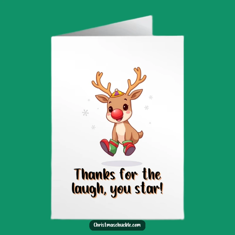 Free Printable Funny Reindeer Clown Thank You Card - Downloadable Gratitude Gag!