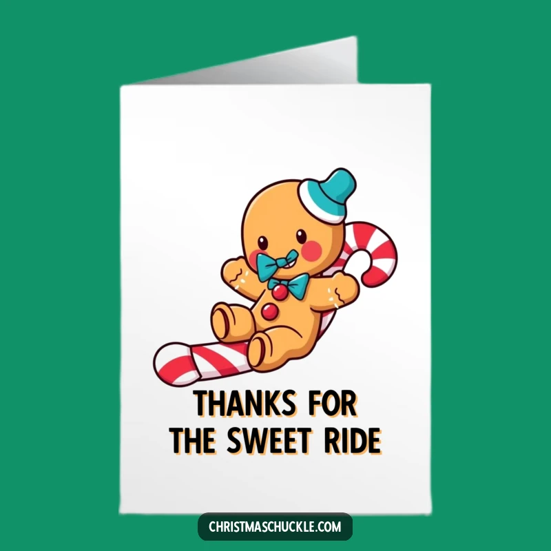 Free Printable Thank You Gingerbread Man Card: Candy Cane Thanks Downloadable Gift