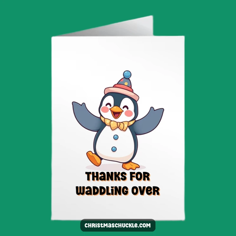 Free Printable Thank You Card: Penguin Clown Dance, Express Thanks with Humor