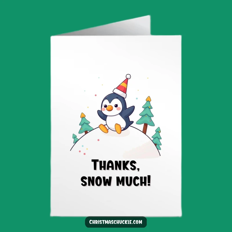 Free Printable Thank You Card: Penguin Clown Slide, Funny Downloadable Gratitude