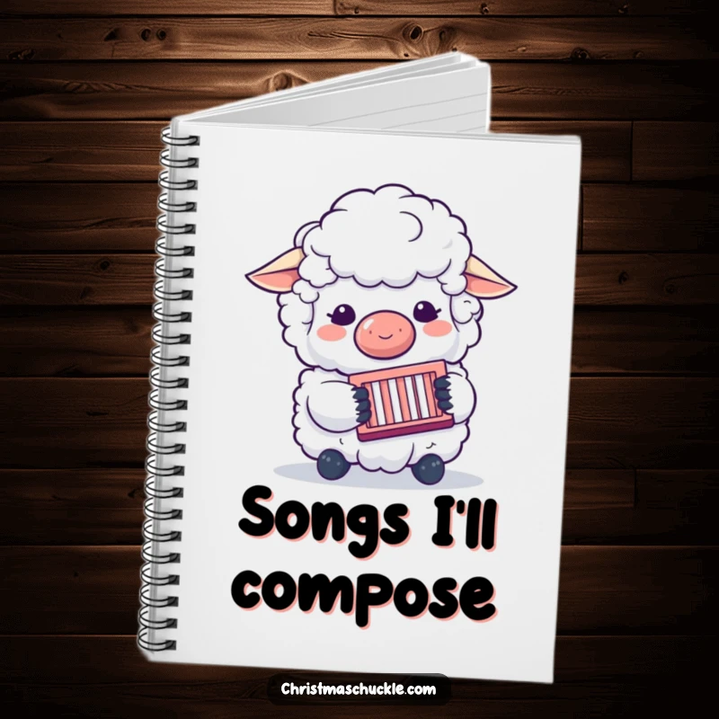 Funny notebook with a sheep clown playing a concertina cover, ideal for jotting down notes and capturing ideas with a humorous, musical theme.