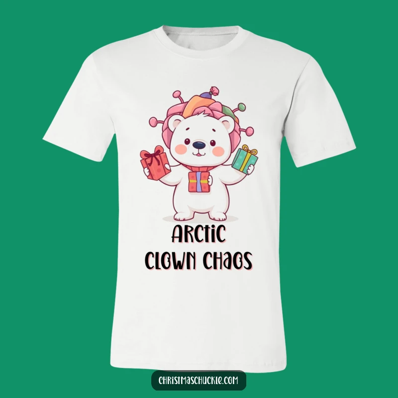 Funny Polar Bear Clown Wig T-Shirt: Whimsical Apparel for a Joyful & Comical Look!