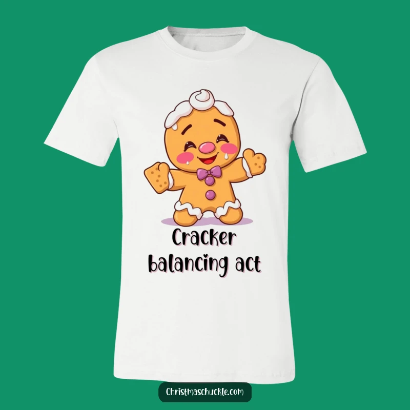 Funny Gingerbread Man Clown T-Shirt: Hilarious Frosty Face Cracker Balancing Tee!