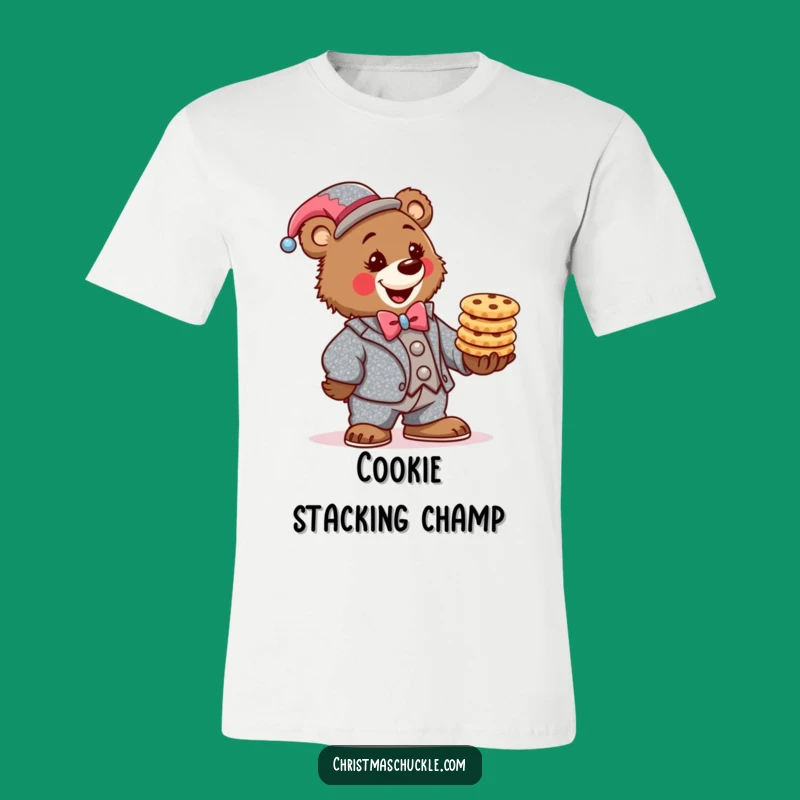 Funny Bear Clown T-Shirt: Determined Cookie Stacker Sparkly Tee!