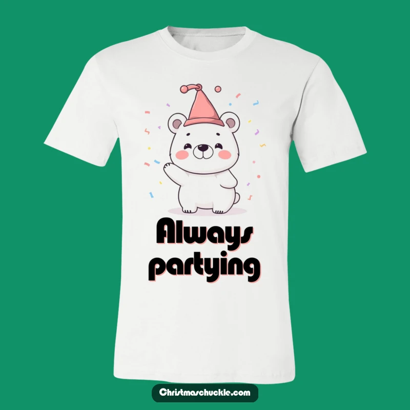 Funny Jester Polar Bear T-Shirt - Cheerful Character Tee for Party Vibes
