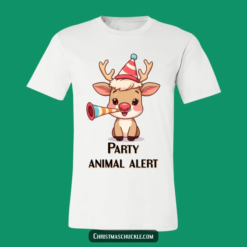 Funny Reindeer Party T-Shirt: Festive Clown Wig Character, Hilarious Gift