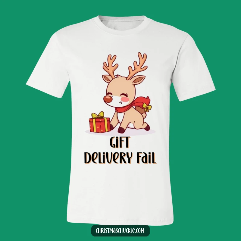 Funny Tripping Reindeer T-Shirt: Wear Your Holiday Blunders with Pride