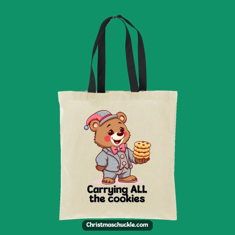 Funny Bear Clown Tote Bag: Determined Cookie Stacker Shopping Gift!