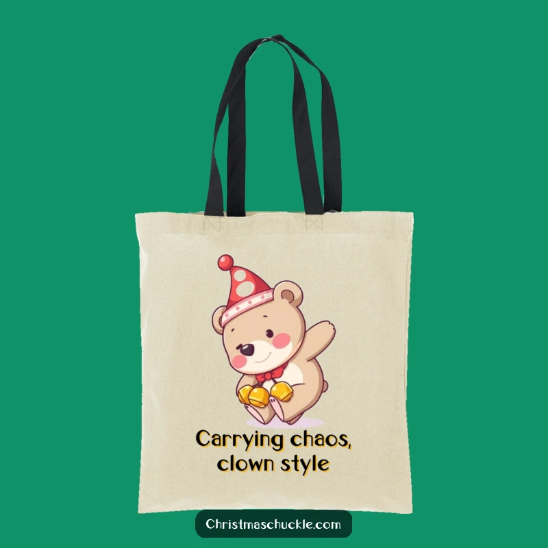 Funny Bear Clown Tote Bag: Hilarious Jingle Bells Tripping Carry-All Gift