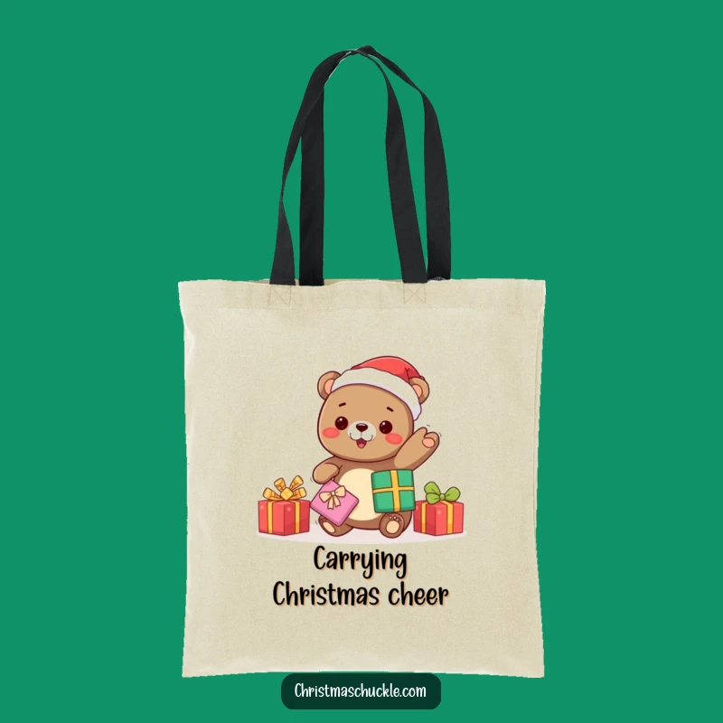 Funny Kawaii Bear Santa Tote Bag: Carry Holiday Cheer - Hilarious Funny Gift!