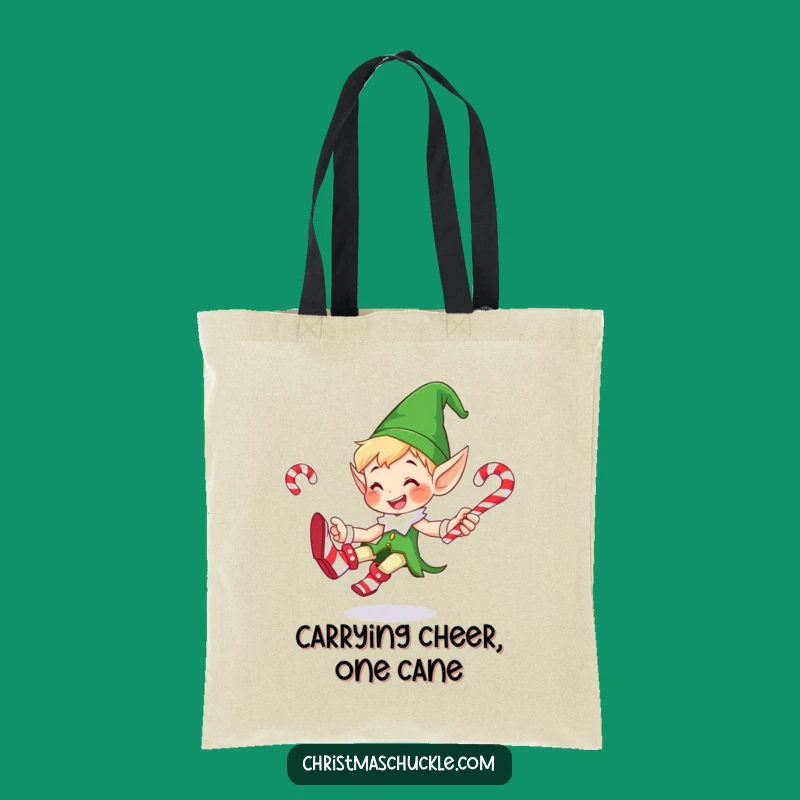 Funny Elf Candy Cane Juggling Tote Bag: Whimsical & Practical Holiday Accessory!