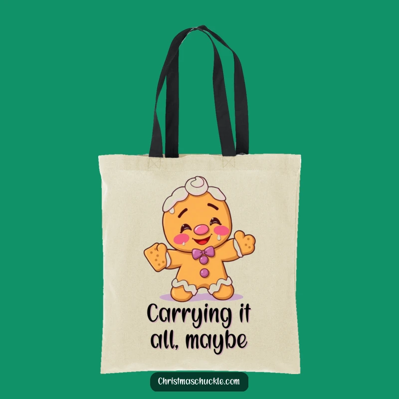 Funny Gingerbread Man Clown Tote Bag: Hilarious Frosty Face Shopping Gift!