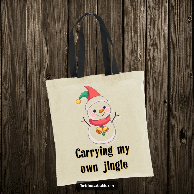 Funny Jester Snowman tote bag, a delightful winter character in jester garb, perfect for carrying smiles and essentials.