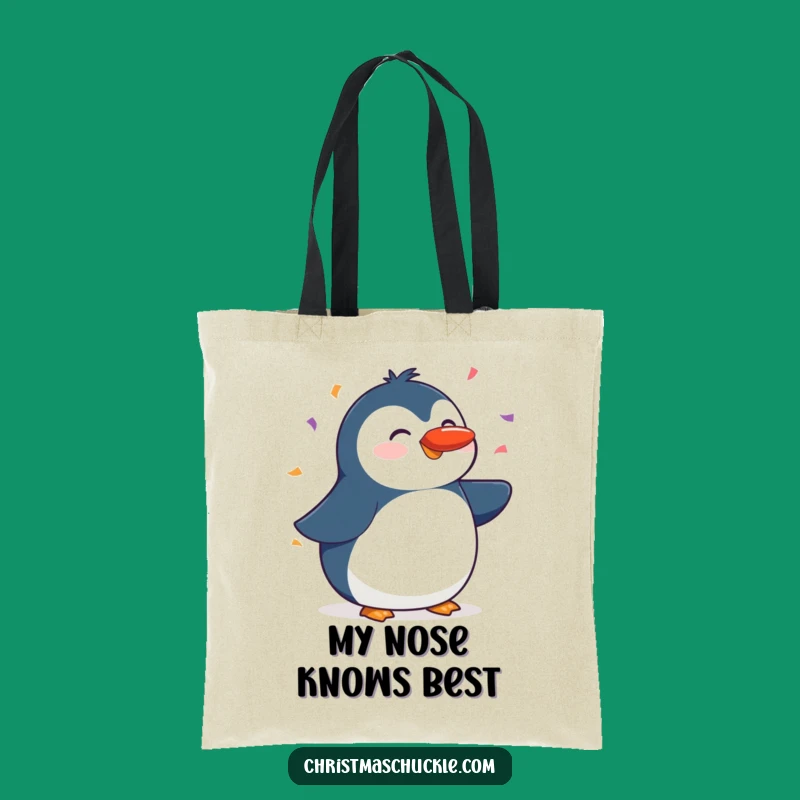 Funny Penguin Red Nose Tote Bag: Whimsical & Practical Accessory for Winter Fun!