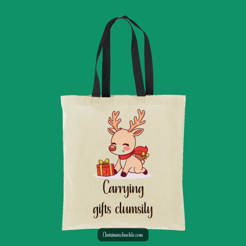Funny Tripping Reindeer Tote Bag: Carry Your Laughs Everywhere